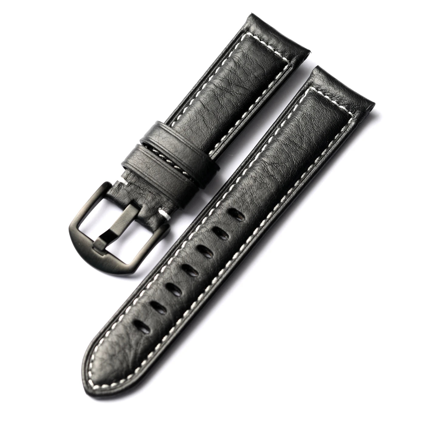 Cinturino in pelle fatto a mano nero 20 22 24 26mm, stile vintage, cinturino in pelle ispessita da uomo, compatibile con cinturino per orologio PAM