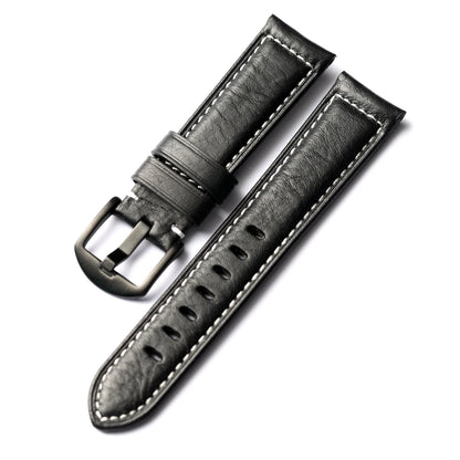 Cinturino in pelle fatto a mano nero 20 22 24 26mm, stile vintage, cinturino in pelle ispessita da uomo, compatibile con cinturino per orologio PAM