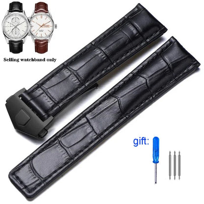 19mm 20mm 22mm Genuine Leather Strap for Tag Heuer Carrera Monaco Watch Black Brown Watchband Bracelet