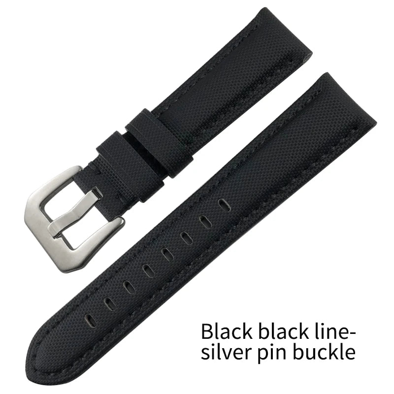 Cinturino per orologio in tela di nylon da uomo, 20mm, 21mm, 22mm, 23mm, 24mm, 25mm, 26mm, per Panerai Seiko Breitling Citizen, cinturino universale in pelle