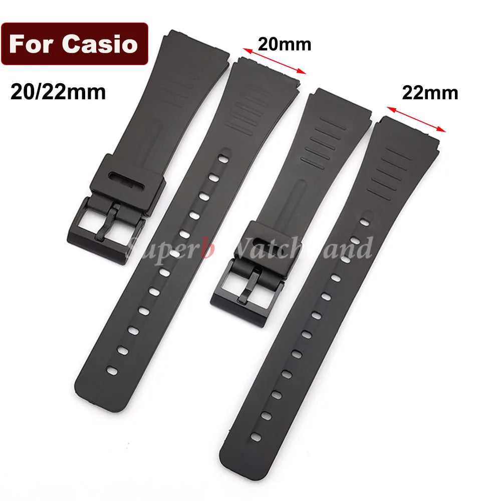 20mm 22mm Resin Watch Strap for Casio Watch Classic Style Universal Silicone Sport Watch Band for Men Women Watch Accessories