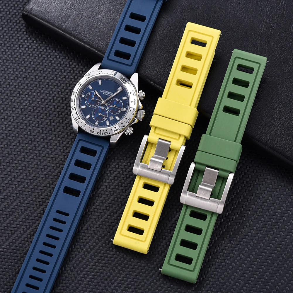 Bracelet de montre FKM Fluorubber de qualité supérieure, étanche, bracelets de montre intelligents à dégagement rapide, 20mm, 22mm, chaque marque de montres de plongée