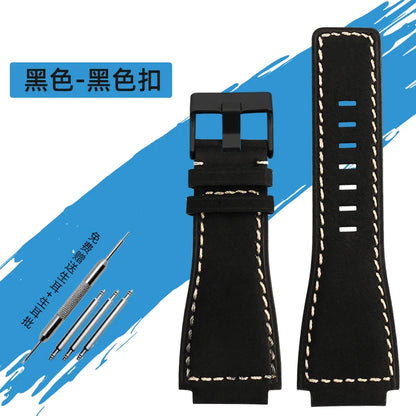 34*24mm Convex Pour Bell & Ross B & R BR-01 BR-03 High Quality Genuine Leather Strap Men's Watch Bands for BR01 BR03 Strap