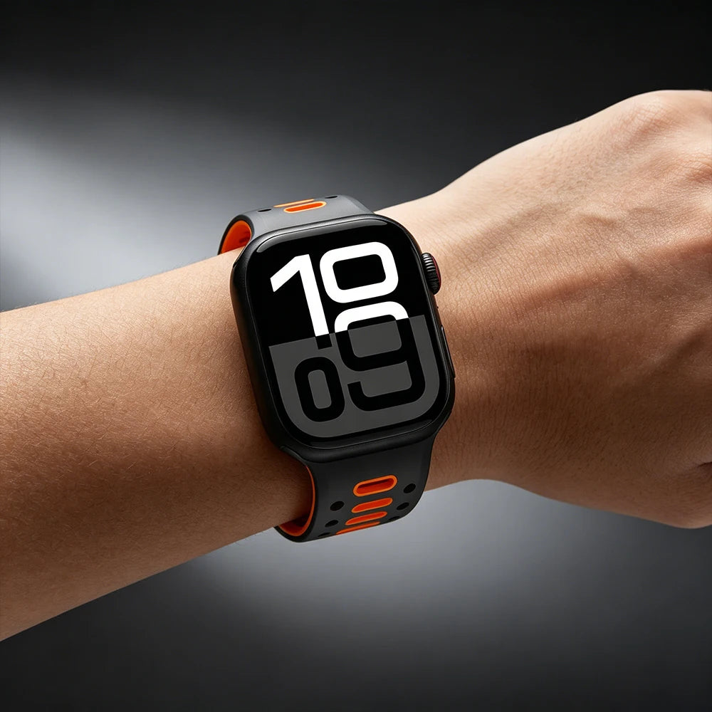 Cinturino sportivo in silicone traspirante per Apple Watch Ultra 2 3, bracciale iWatch da uomo, 49 mm, serie 11 10 46 mm/9 8 7 SE 6 5 44 mm/45 mm
