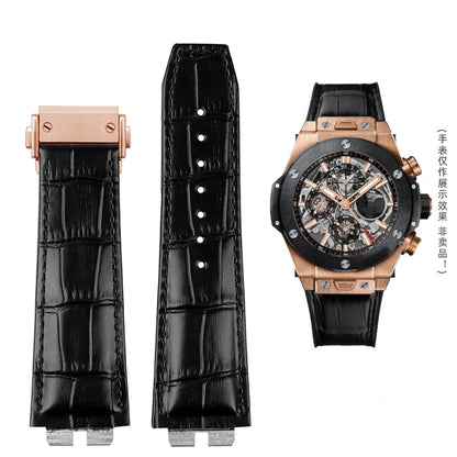 Cinturino per orologio in vera pelle bovina per Hublot, cinturino a sgancio rapido, cinturino nero, cinturino per serie Big Bang 411, alta qualità, 27mm