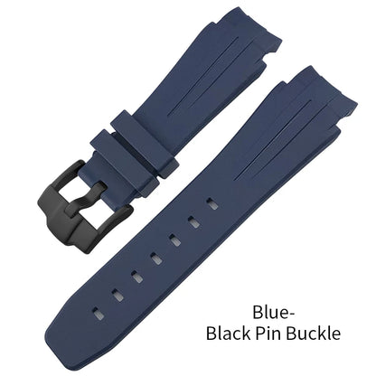 Cinturino per orologio in gomma siliconica concava convessa da 21 mm con estremità curva per Rolex DEEPSEA Sea-Dweller 126660, cinturino sportivo da immersione blu nero, strumenti inclusi