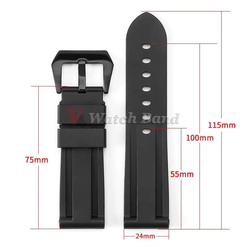 Silicone Watch Strap for Panerai PAM, 20mm 22mm 24mm 26mm, Camouflage, Waterproof Rubber Band, Universal Sport Accessories