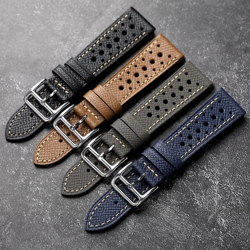 Palm Mars Handmade Cowhide Watch Band for Men, Genuine Leather, Soft Style, First Layer, Black, Brown, Grey, 18mm, 19mm, 20mm, 21mm, 22mm