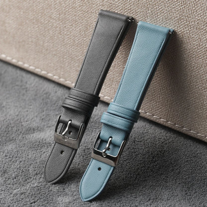 Bracelet en cuir véritable souple fait à la main, cuir de vachette Napa, dégagement rapide gris et bleu, style vintage, taille S et M, 19mm, 20mm