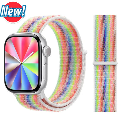 适用于 Apple Watch 46mm 44mm 45mm 40mm 41mm 42mm 的尼龙回环表带，适配 iWatch 系列 11 10 9 SE 8 7 6 5 4 Ultra 3 2 49mm