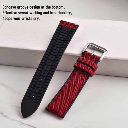 18/19/20/21/22mm toile Nylon bracelet de montre étanche Sport Silicone caoutchouc bracelets de montre Qucik libération voile sangles femmes hommes