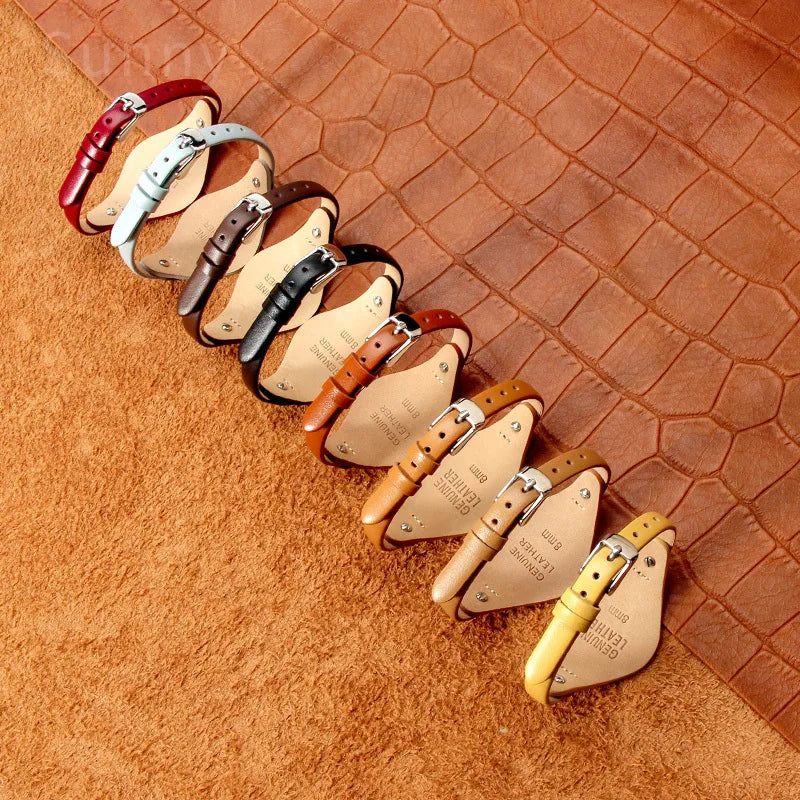 Bracelet de montre en cuir véritable pour femme, petit bracelet, cuir de vachette souple, fossile, ES3060, ES3565, ES2830, 3077, 3262, 3060, 4176, 4119, 8mm