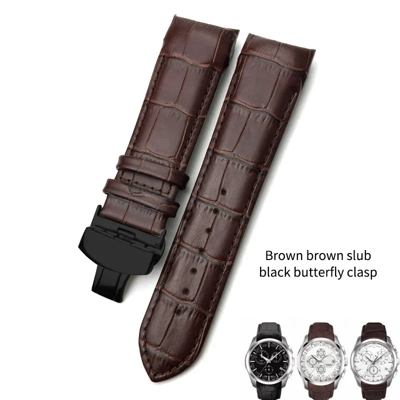 Cinturino per orologio in vera pelle 22mm 23mm 24mm adatto per Tissot T 035617 T035 cinturino in pelle di vacchetta nera fibbia deployante uomo