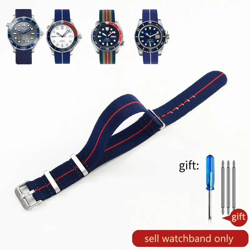 Retro Parachute Nylon Watch Strap for Rolex Tudor Biwan Omega Heuer IWC Men High-Density Knit 18 20 22mm Replacement Accessories