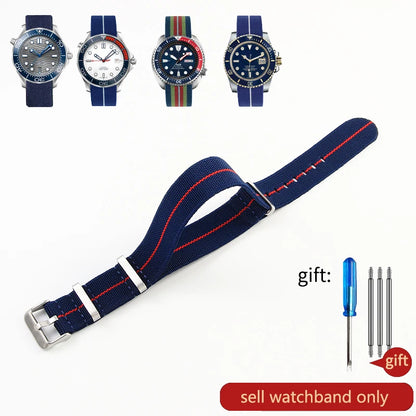 Retro Parachute Nylon Watch Strap for Rolex Tudor Biwan Omega Heuer IWC Men High-Density Knit 18 20 22mm Replacement Accessories