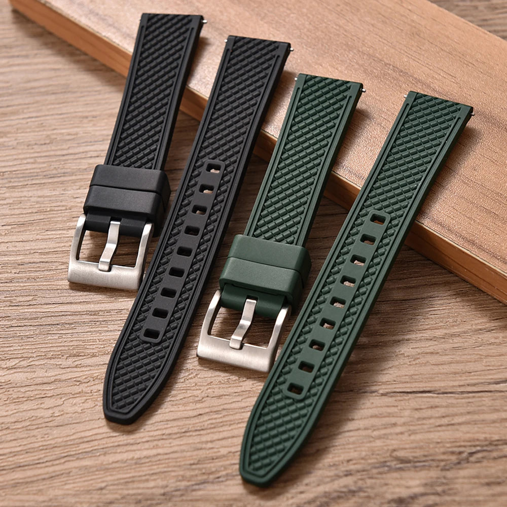 Bracelet en caoutchouc fluoré FKM, 18mm 20mm 22mm 24mm, Bracelet de montre à dégagement rapide pour plongée Omega Seiko Tissot Rolex, ceinture universelle