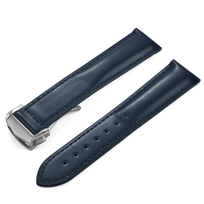Cinturino in pelle bovina con fibbia pieghevole 19 20 21 22mm per Omega Seamaster, cinturino universale da uomo di alta qualità a sgancio rapido