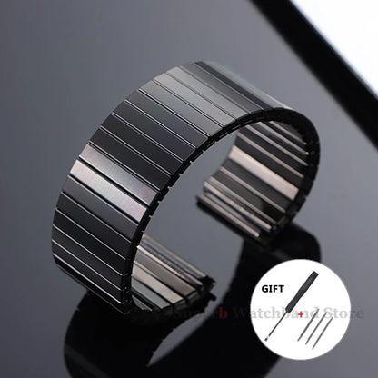 Elastisches Edelstahl-Stretcharmband, 14 mm 16 mm 18 mm 20 mm 22 mm, für Smartwatch-Armband Damen Herren, Metall-Erweiterungsarmband-Zubehör