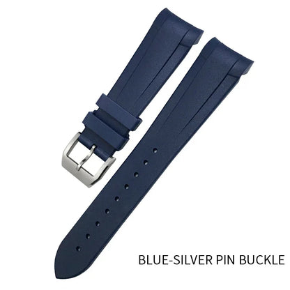 Bracelet de montre en silicone caoutchouc de haute qualité à extrémités courbées 22 mm 20 mm pour Tudor Black Bay 41 mm Pelagos 42 mm 1958 Blue Sports Watch Strap