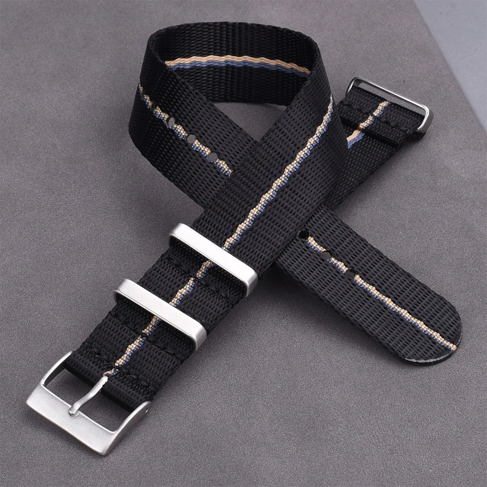 Premium Quality Smooth Nylon Watch Strap, 20mm 22mm, Casual Military, High-Density Green Seatbelt for Men's Watch Accessories
