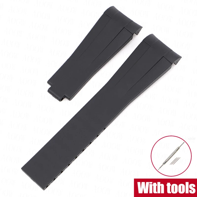    Bracelet en caoutchouc de 20mm pour Rolex GMT Daytona Submariner, étanche, extrémité incurvée en TPU, bracelet de montre de remplacement pour Omega X Swatch MoonSwatch