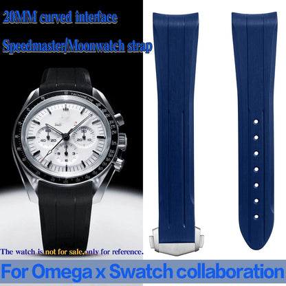 Cinturino in gomma di silicone liquido, adatto per l'edizione comune Omega x Swatch, interfaccia ad arco da 20 mm/Speedmaster/cinturino per orologio con fasi lunari