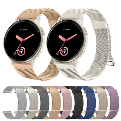Bande magnétique milanaise 20mm pour Bracelet de musique Garmin Vivoactive 6 5 3 pour Bracelet Garmin Venu Sq 2 Plus/Forerunner 55/165/245/645