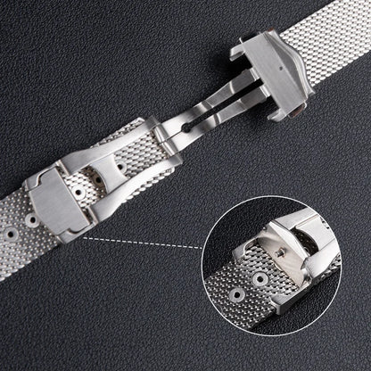 Cinturino universale in acciaio inossidabile con fibbia in acciaio, 20 mm, per bracciale Omega Seamaster Diver 300, cinturino a maglia milanese, Tudor Breitling