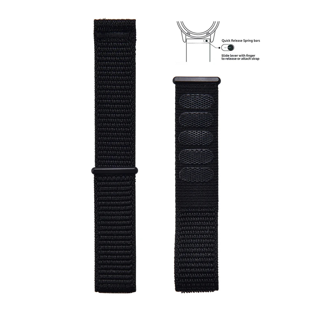 New Design Adjustable Quick Release Hook Buckle Watch Straps 20mm 22mm Bands for Comfortable Nylon Bracelet Elastic Nylon Watch Bands