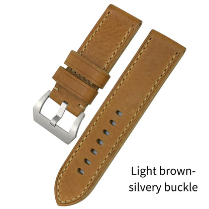 Cinturino per orologio in pelle bovina fatto a mano, 26mm, ricambio per Panerai LUMINOR, fibbia subacquea in acciaio, attrezzi di alta qualità