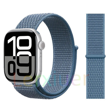 适用于 Apple Watch 46mm 44mm 45mm 40mm 41mm 42mm 的尼龙回环表带，适配 iWatch 系列 11 10 9 SE 8 7 6 5 4 Ultra 3 2 49mm