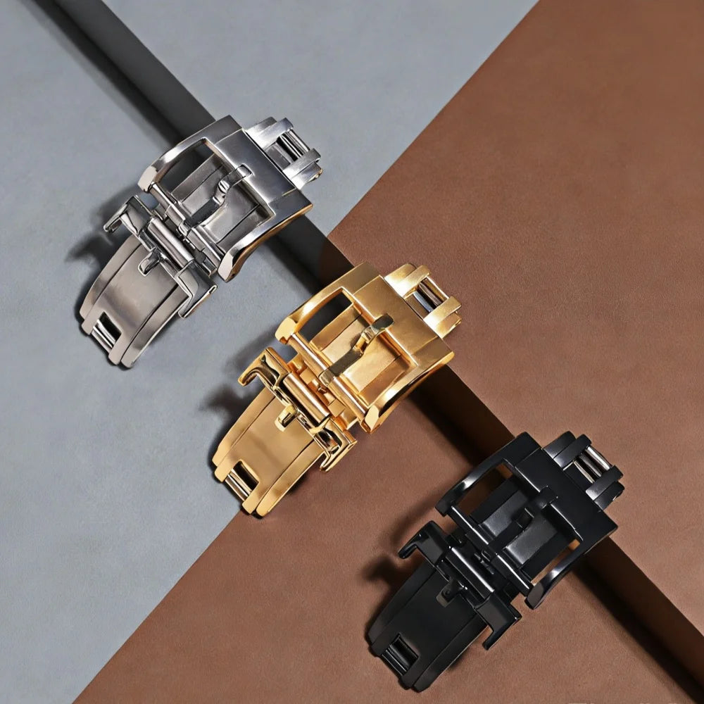 Fermoir déployant à ressort 16 mm 18 mm, ajustement parfait pour les bracelets de montre en cuir