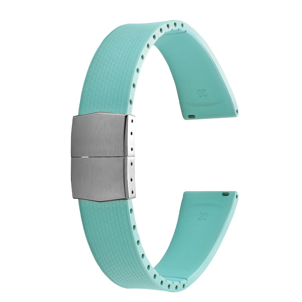 Cinturini per orologi in gomma Delugs CTS Fkm da 20 mm con fibbia a farfalla, 4 colori, texture unica, cinturino per orologi a sgancio rapido per orologi di marca
