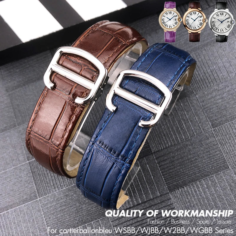 14mm 16mm 18mm 20mm 22mm bracelet de montre en cuir de vachette véritable adapté pour Cartier noir bleu rose bracelet de montre Bracelets outils gratuits