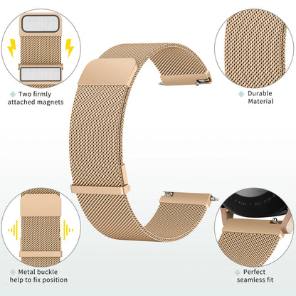 Bande magnétique milanaise 20mm pour Bracelet de musique Garmin Vivoactive 6 5 3 pour Bracelet Garmin Venu Sq 2 Plus/Forerunner 55/165/245/645