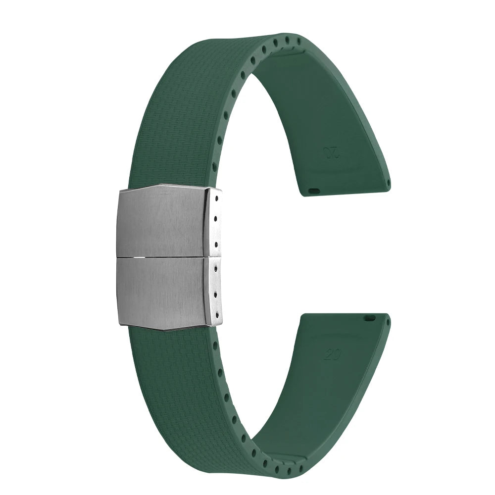 Cinturini per orologi in gomma Delugs CTS Fkm da 20 mm con fibbia a farfalla, 4 colori, texture unica, cinturino per orologi a sgancio rapido per orologi di marca