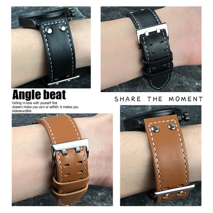 Bracelet de montre en cuir véritable, 20mm 21mm 22mm, pour Hamilton kaki Aviation, ceinture en cuir de vache confortable, accessoires