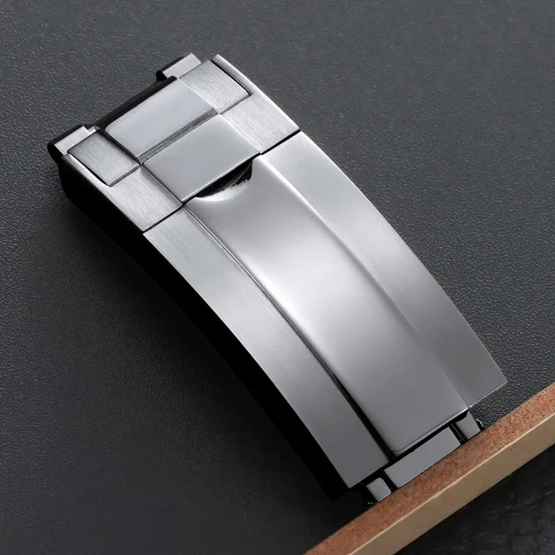For Rolex Submariner Oysterflex Daytona GMT 9mm 16mm Stainless Steel Double Security Folding Watch Buckle Clasps Solid Watch Button