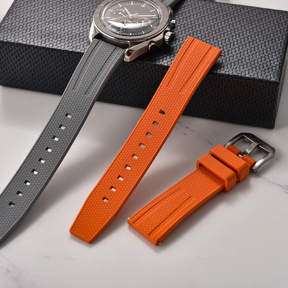 Cinturino per orologio in gomma FKM vulcanizzata di alta qualità, 20mm 22mm, a sgancio rapido, per uomo, sport, immersioni, accessori per cintura