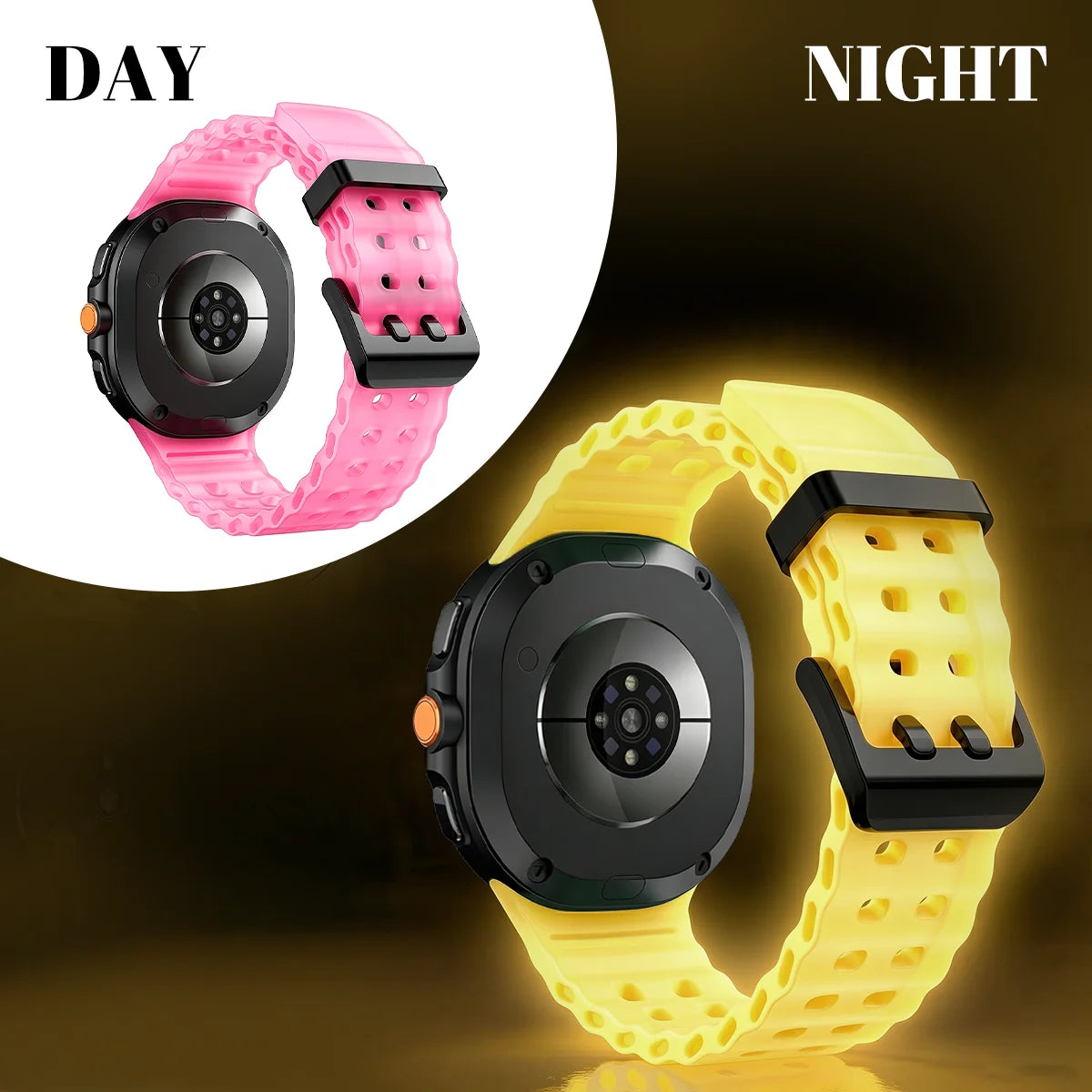 Cinturino per orologio sportivo luminoso in silicone Ocean per Samsung Galaxy Watch 8 9 40/44 mm 8 Classic 46 mm, cinturino di ricambio unisex