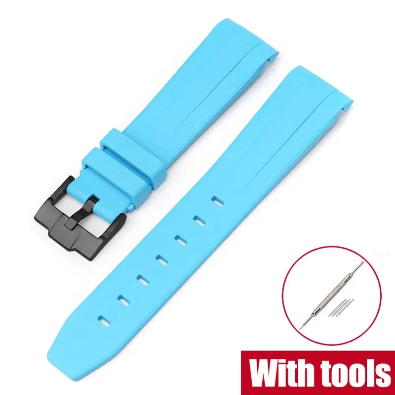 FKM Fluororubber Watch Strap for Rolex for Omega x Swatch MoonSwatch 20mm Curved End Waterproof Sport Replace Watch Band
