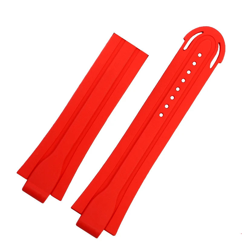 Rubber and silicone watch strap for diving sports, watch band, raised mouth, stainless steel, has a clasp, ORIS 7730 and 7740 series, 24x12mm