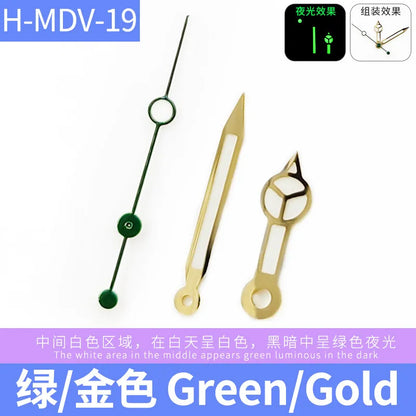 MDV-106 Luminous Watch Hands for Casio Marlin/Duro Miyota 2115 MDV 106, Black/Silver/Gold Watch Hands, Hour, Minute, Second