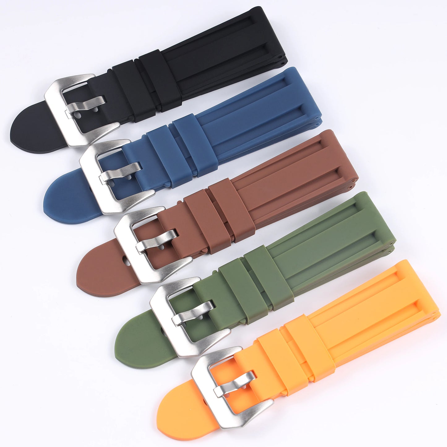 Bracelet de montre universel en silicone 20-26 mm noir jaune bleu vert rouge en caoutchouc pour Panerai Seiko Casio Huawei Samsung