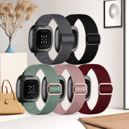 5-Pack Nylon Elastic Loop Bands for Fitbit Versa 4/Versa 3, Replacement Strap for Fitbit Versa 2/Sense 2/Sense Watch Band