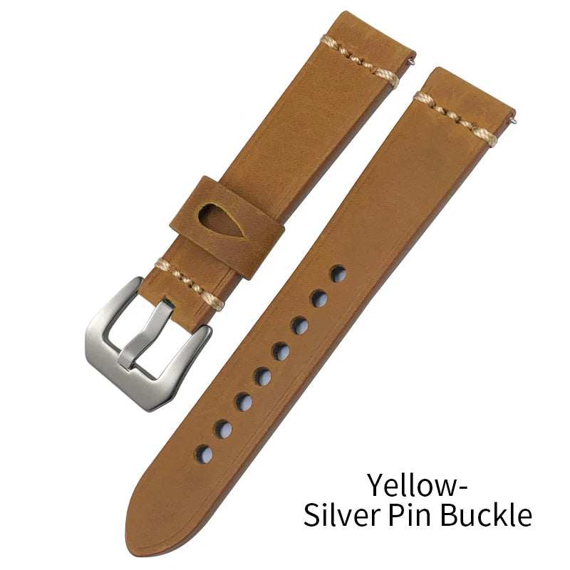 Handmade Quick Release Cowhide Watch Strap, 19mm 20mm 21mm 22mm 23mm 24mm, for Panerai Citizen Seiko TIMEX Oris IWC