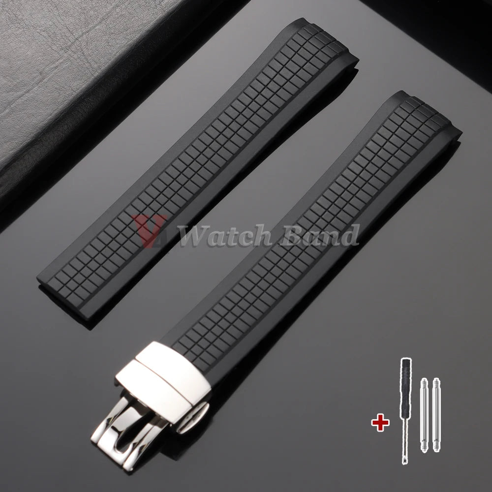 Cinturino per orologio in silicone resistente con estremità curve da 21 mm per Patek Philippe Grenade, cinturino in gomma antipolvere, serie Aquanaut 5164/5167