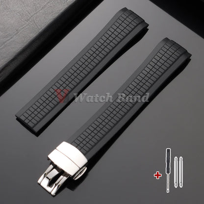 Cinturino per orologio in silicone resistente con estremità curve da 21 mm per Patek Philippe Grenade, cinturino in gomma antipolvere, serie Aquanaut 5164/5167