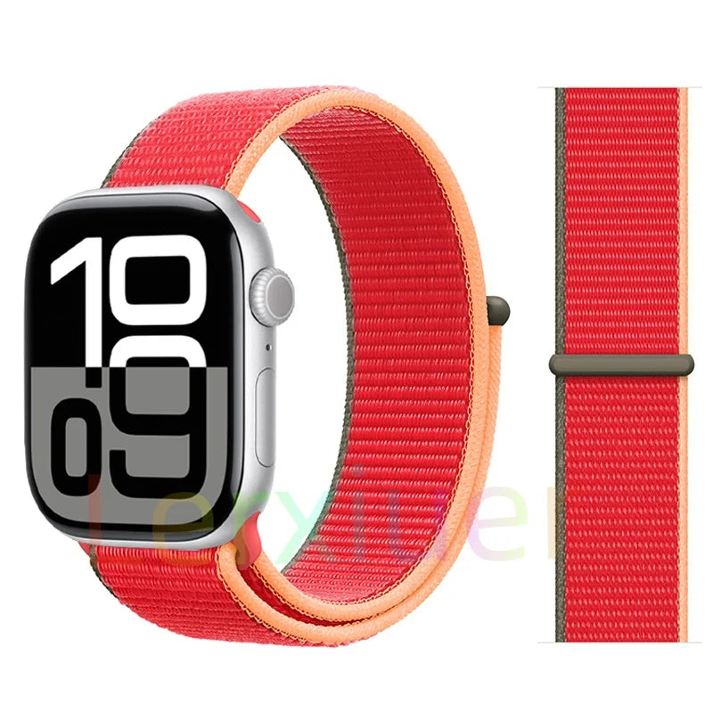 适用于 Apple Watch 46mm 44mm 45mm 40mm 41mm 42mm 的尼龙回环表带，适配 iWatch 系列 11 10 9 SE 8 7 6 5 4 Ultra 3 2 49mm