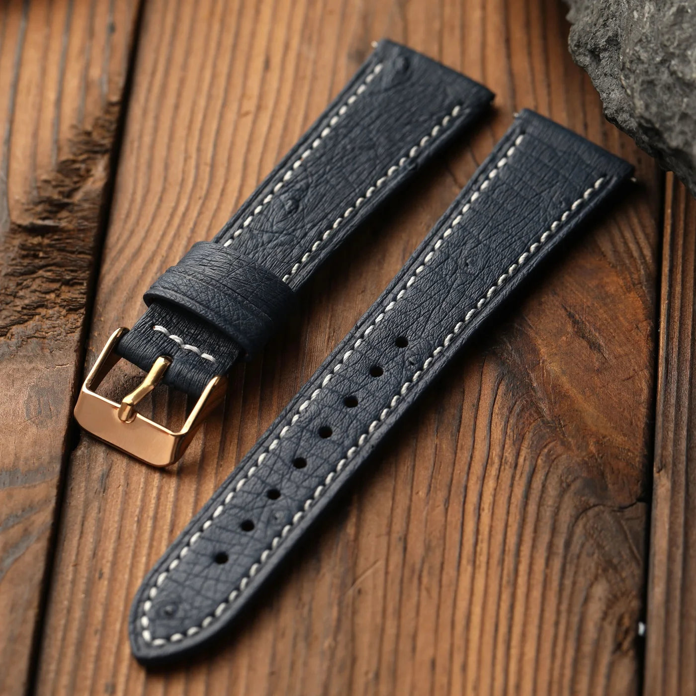 Cinturino in pelle di struzzo fatto a mano, 18 19 20 22 MM, morbido, ultra-sottile, blu, nero, marrone, stile retrò, adatto per orologi vintage